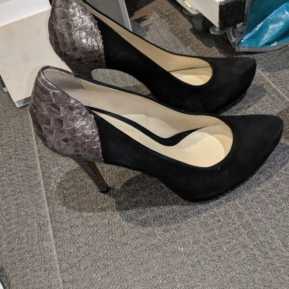 Black suede heels
